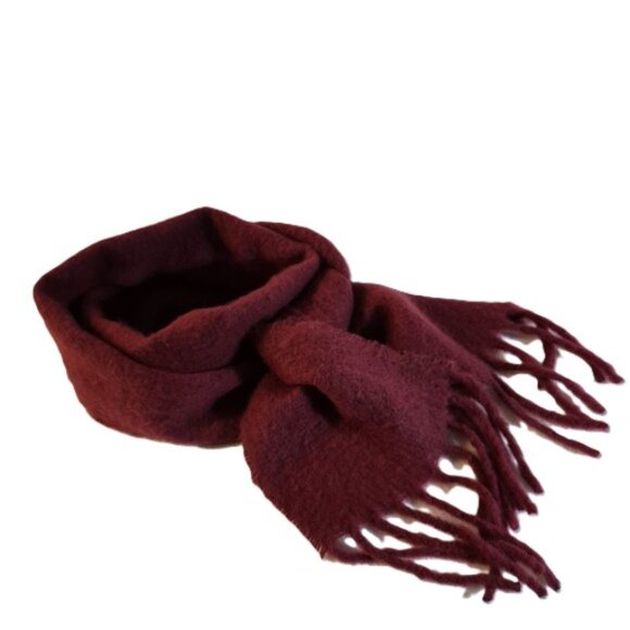 Stradivarius Soft Fringe Scarf Deep Burgundy - Picture 1 of 4